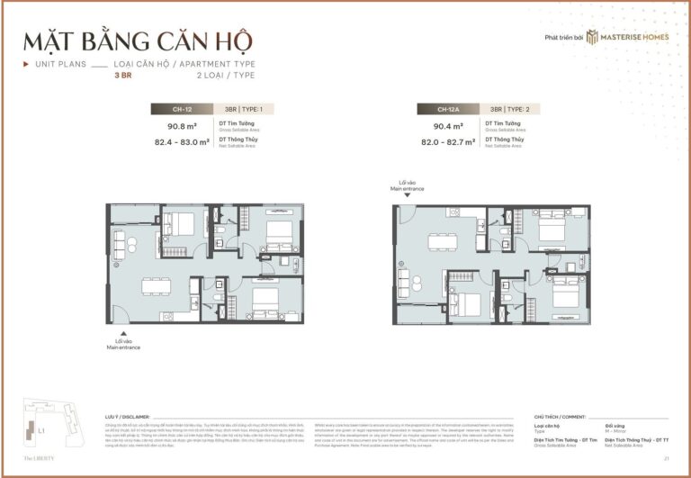 Căn hộ 3PN 83m2 Masteri Lakeside